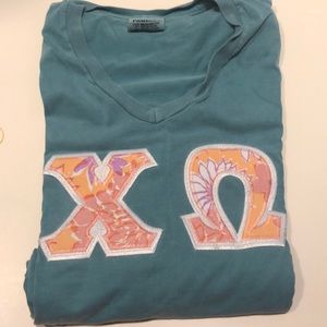 Chi Omega embroidered V neck
